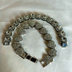 Stainless Steel CZ Bracelets - 2.  Heart & Round Inset in Square Setting. NWOT